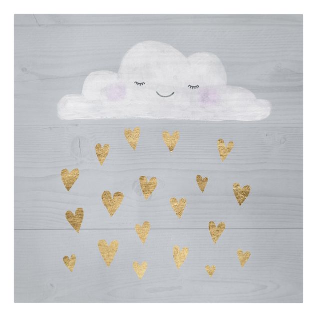 Stampa su tela - Cloud With Golden Hearts - Quadrato 1:1