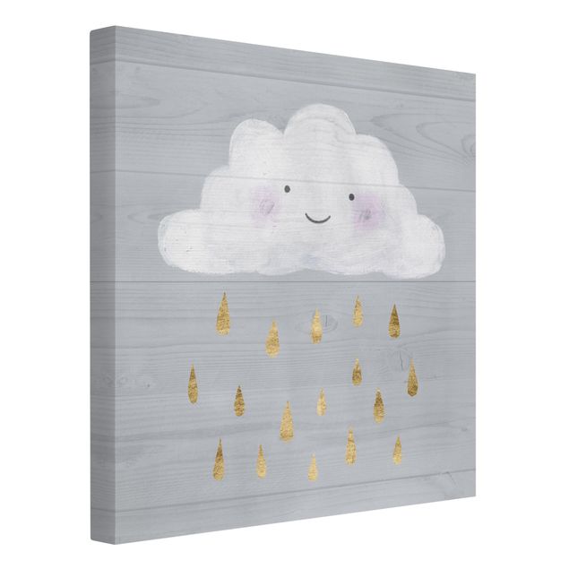 Stampa su tela - Cloud With Golden Raindrops - Quadrato 1:1