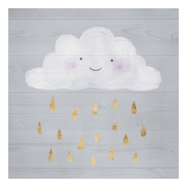 Stampa su tela - Cloud With Golden Raindrops - Quadrato 1:1