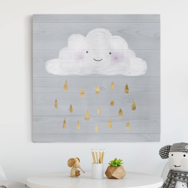 Quadri su tela Nuvola con gocce di pioggia d'oro