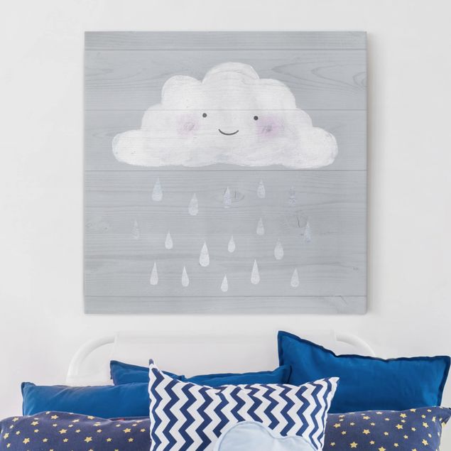 Stampe su tela Nuvola con gocce di pioggia d'argento
