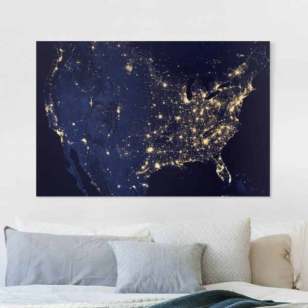 Stampe su tela città Immagine NASA Stati Uniti dallo spazio di notte