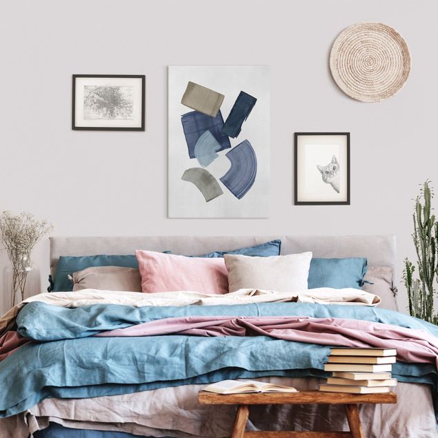 Quadri moderni per soggiorno Tratti larghi in blu e marrone