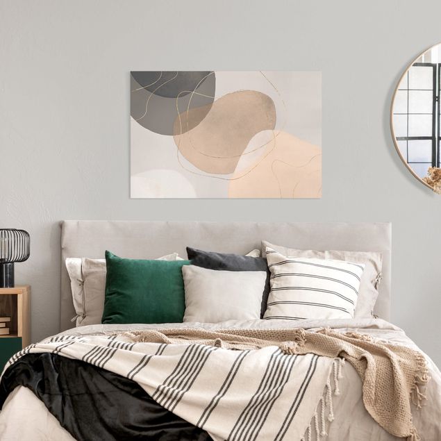 Quadri moderni per soggiorno Impressione giocosa in beige