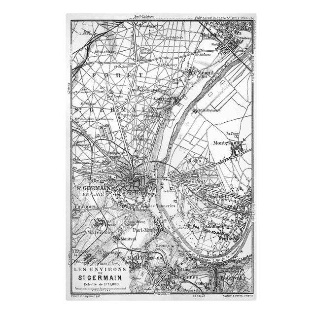 Quadro su tela - Mappa di Saint-Germain a Parigi
