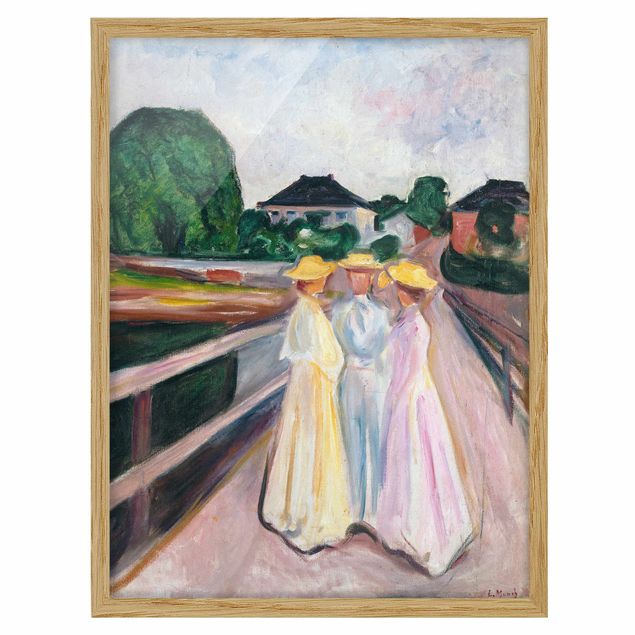Poster con cornice - Edvard Munch - Three Girls On The Bridge - Verticale 4:3