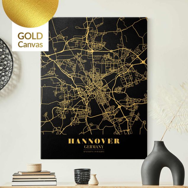 Tele mappamondo Mappa di Hannover - Nero classico