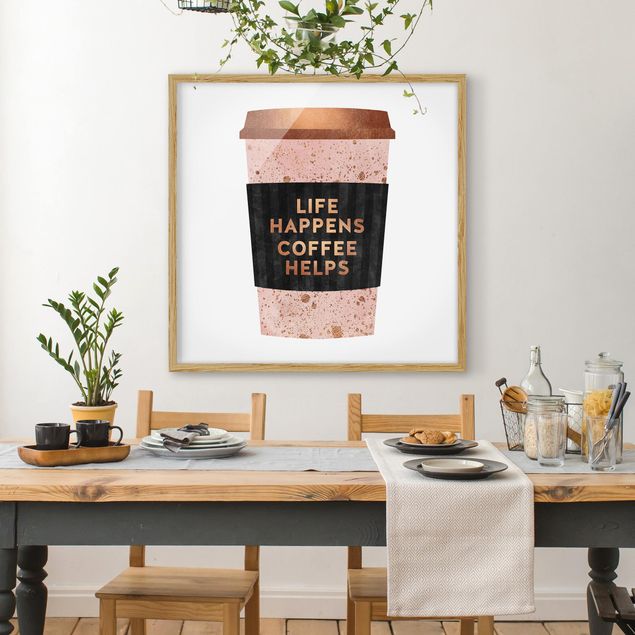 Poster con cornice - Life Happens caffè aiuta oro - Quadrato 1:1