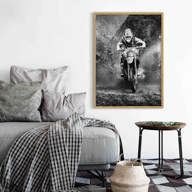 Poster con cornice - Motocross In The Mud - Verticale 4:3