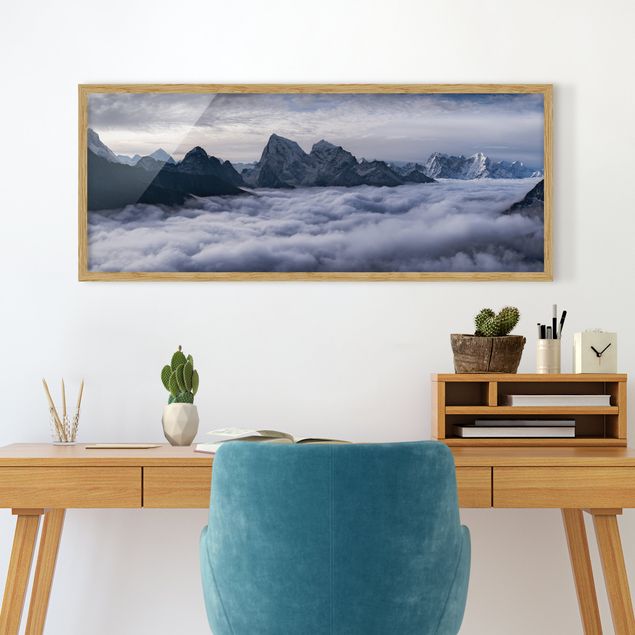 Poster con cornice - Mare di nubi in Himalaya - Panorama formato orizzontale