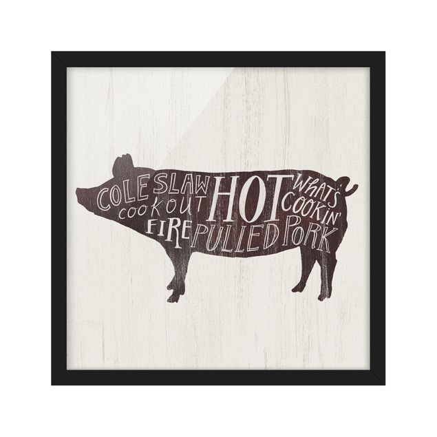 Poster con cornice - Farm BBQ - Pig - Quadrato 1:1