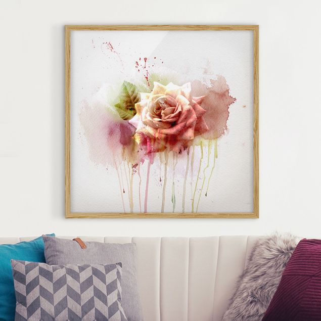 Poster con cornice - Watercolor Rose - Quadrato 1:1