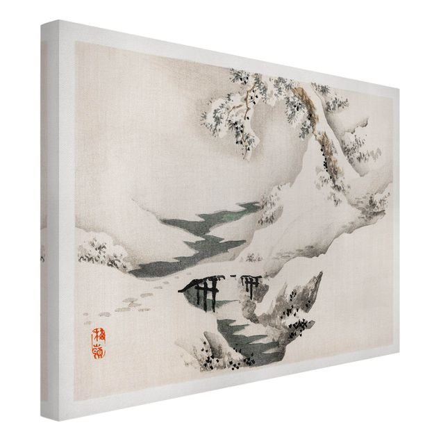 Stampa su tela - Asian Vintage Paesaggio invernale Disegno - Orizzontale 3:4