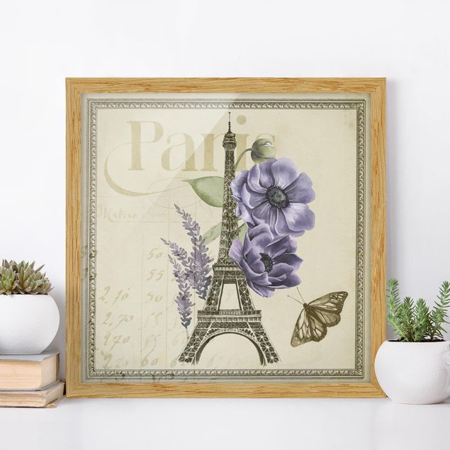Poster con cornice - Paris Collage Eiffel Tower - Quadrato 1:1