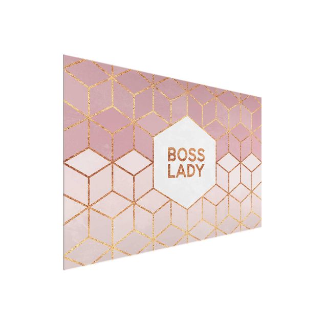 Lavagna magnetica in vetro Boss Lady Esagoni Rosa