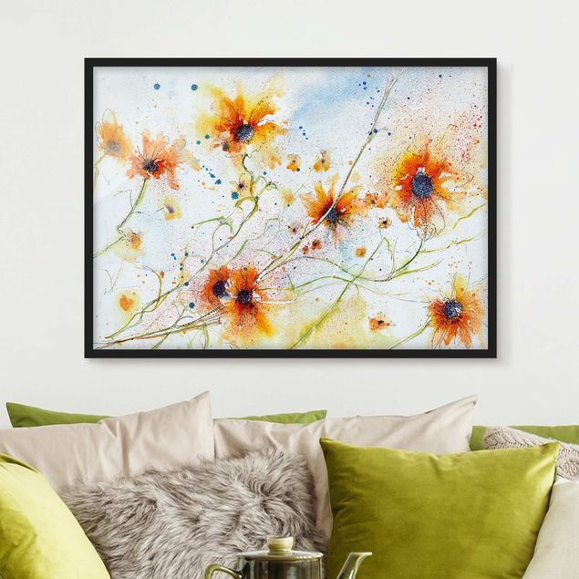 Poster con cornice - Painted Flowers - Orizzontale 3:4
