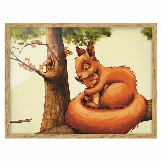 Poster con cornice - Einhörnchen Mama