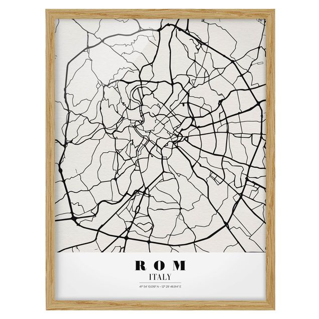 Poster con cornice - Rome City Map - Classic - Verticale 4:3