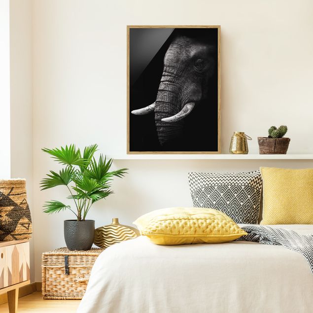 Poster con cornice - Scuro Elephant Portrait - Verticale 4:3