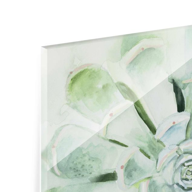 Quadro in vetro - Succulent Watercolor Bright - Quadrato 1:1