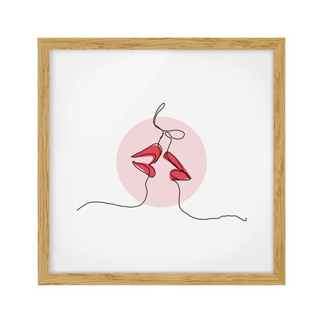 Poster con cornice - Lips kiss Line Art - Quadrato 1:1
