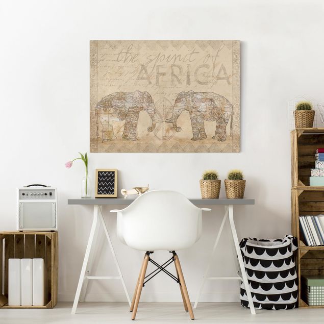 Tele mappamondo Collage vintage - Spirito dell'Africa