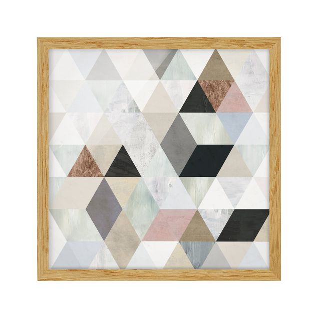 Poster con cornice - Watercolor Mosaic With Triangles I - Quadrato 1:1