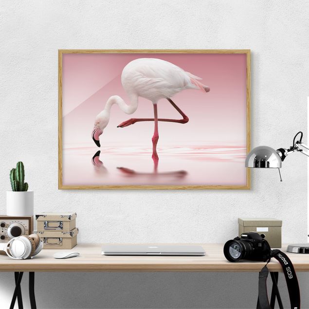 Poster con cornice - Flamingo Dance - Orizzontale 3:4