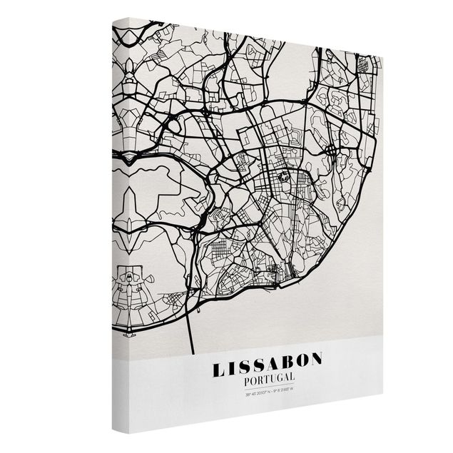 Quadri moderni per soggiorno Mappa di Lisbona - Classica
