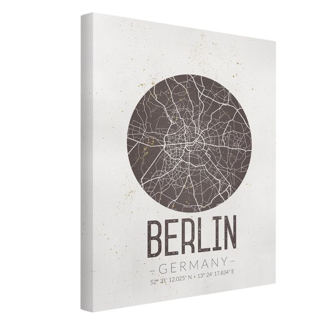 Quadri moderni per soggiorno Mappa della città di Berlino - Retrò