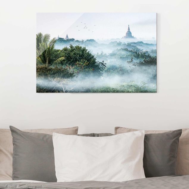Lavagna magnetica in vetro Nebbia mattutina sulla giungla di Bagan