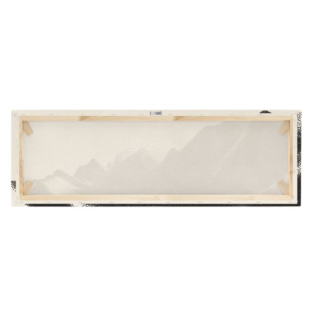 Quadro su tela naturale - Paesaggio puntinato astratto Alpi - Panorama 3:1