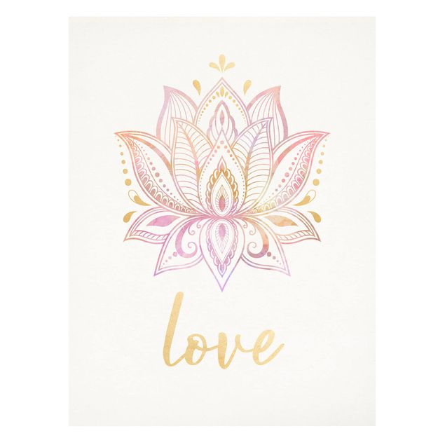 Stampa su tela - Lotus illustrazione Oro Rosa - Verticale 4:3