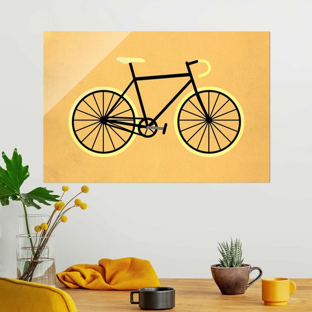 Lavagna magnetica vetro Bicicletta in giallo