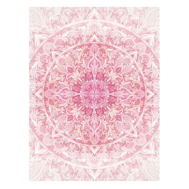 Stampa su tela - Mandala Acquerello Sun Ornament Rosa - Verticale 4:3