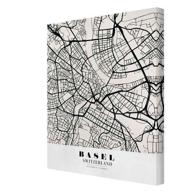 Stampa su tela - Basel City Map - Classic - Verticale 3:4