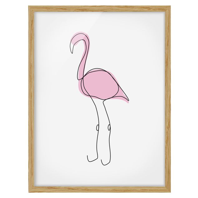 Poster con cornice - Flamingo Line Art - Verticale 4:3