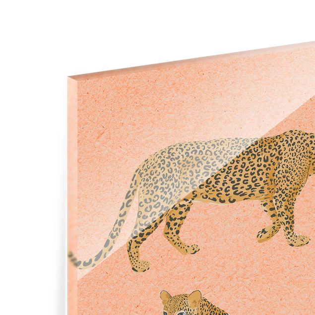 Quadro in vetro - Illustrazione Leopard Rosa Pittura - Verticale 4:3