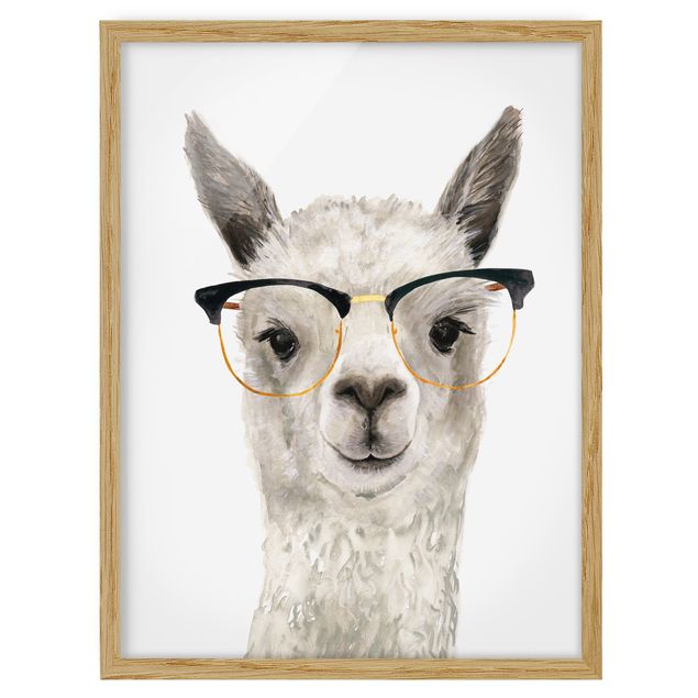 Poster con cornice - Hip Lama Con Gli Occhiali I - Verticale 4:3