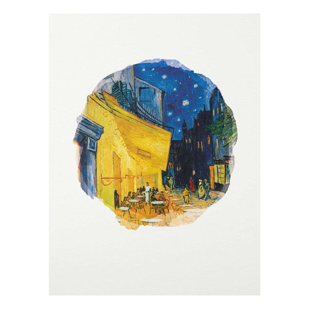 Quadro in vetro - Acquarelli - Vincent Van Gogh - Terrazza del caffe ad Arles - Verticale 4:3