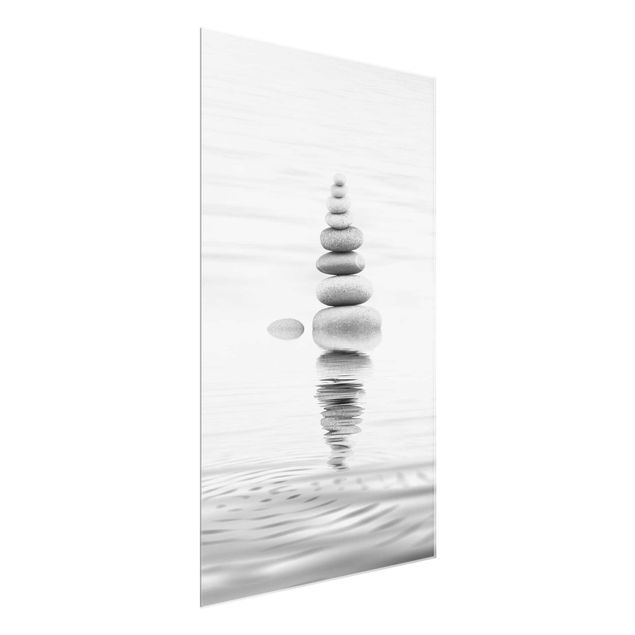 Quadro in vetro - Torre Pietra In The Water Bianco e nero - Verticale 3:2