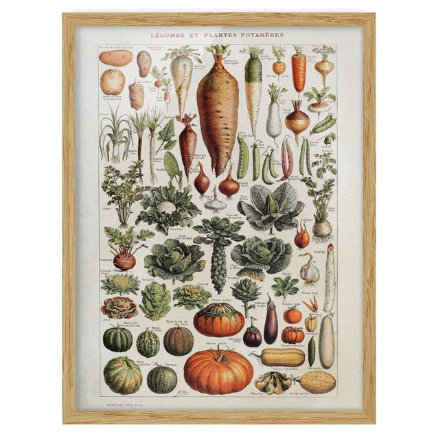 Poster con cornice - Consiglio Vintage Verdure - Verticale 4:3