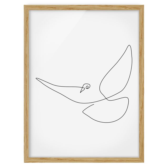 Poster con cornice - Dove Line Art - Verticale 4:3