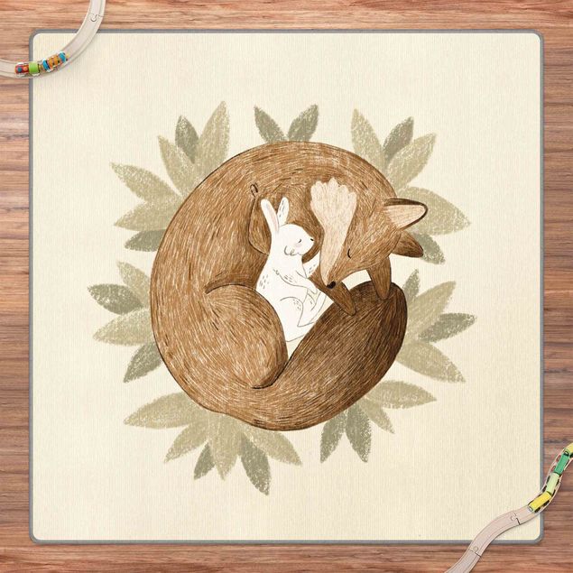 Tappeti crema Anna Lunak - Illustrazione di volpe e lepre