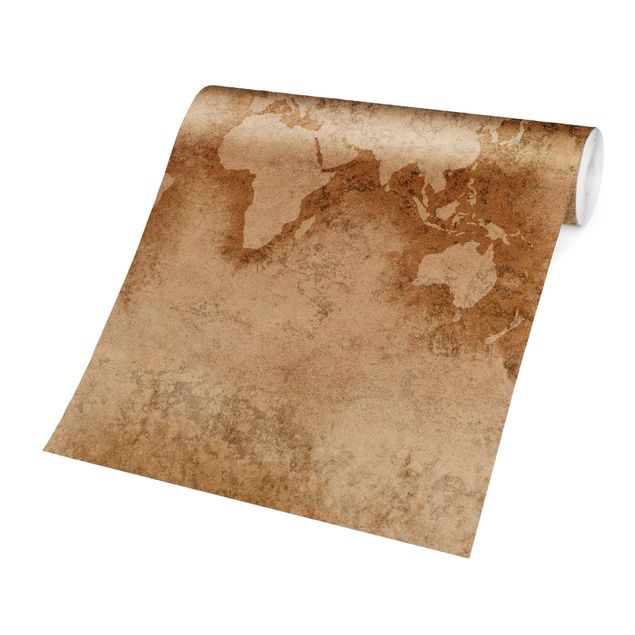 Carta da parati - Mappa del mondo antica in beige scuro
