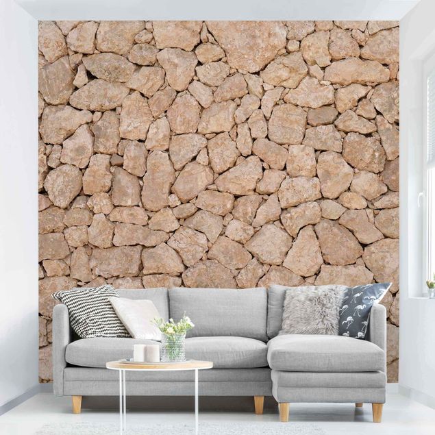 Carta da parati - Apulia Stone Wall - Old stone wall of large stones - Sandstone wallpaper