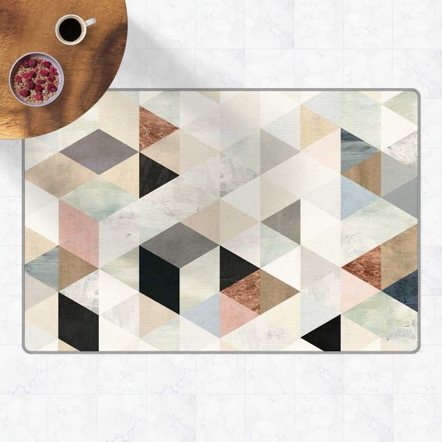 Tappeti moderni astratti Mosaico in acquerello con triangoli I