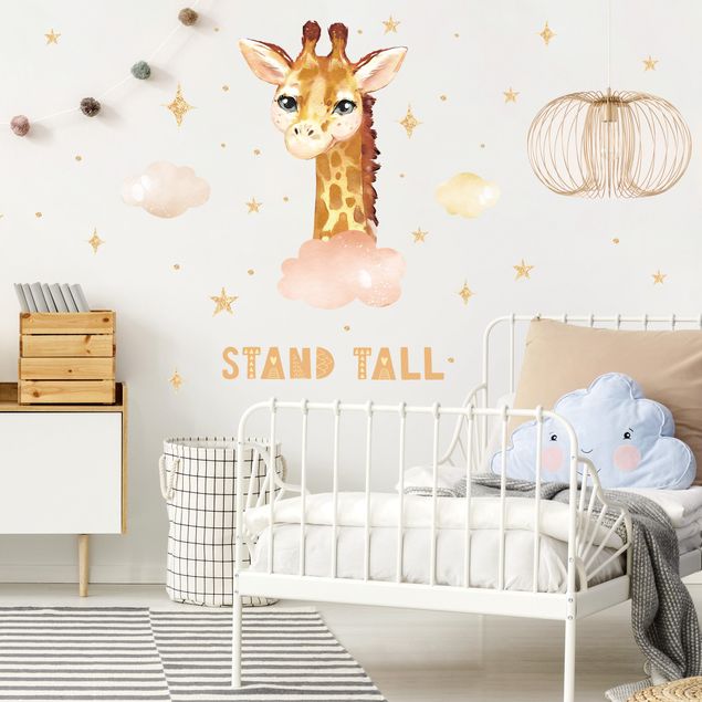 Adesivo murale - Giraffa acquerello - stand alto