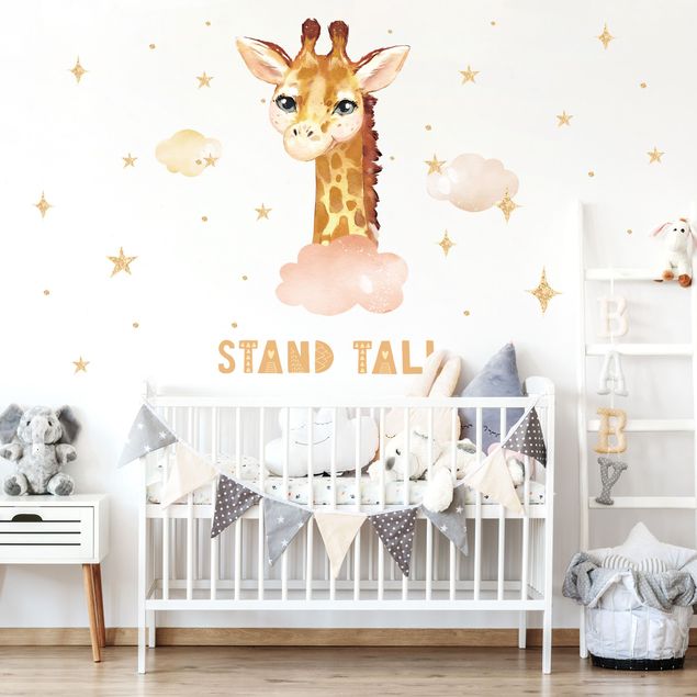 Adesivo murale - Giraffa acquerello - stand alto