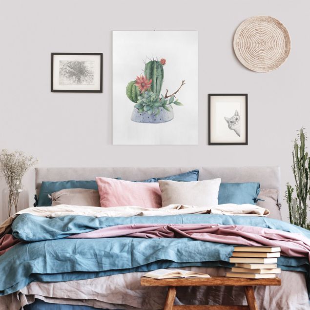 Quadri moderni per soggiorno Illustrazione di cactus ad acquerello